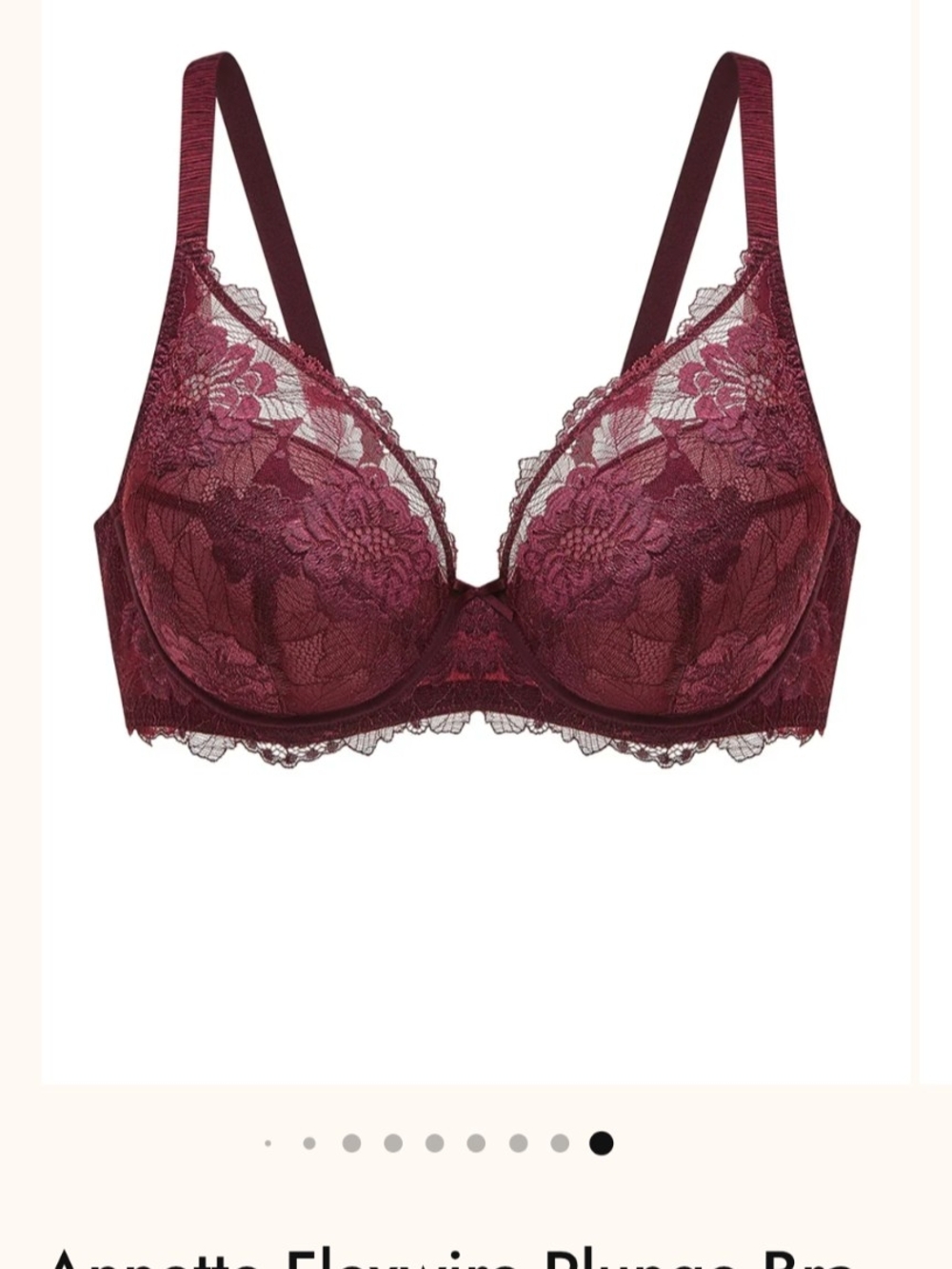 Annette Flexwire Padded Plunge Bra - Wine 34B NWT